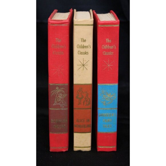 3 Pc 1961 Children's Classics Book Lot Alice in Wonderland Fairy Tales Robinson - Picture 1 of 12